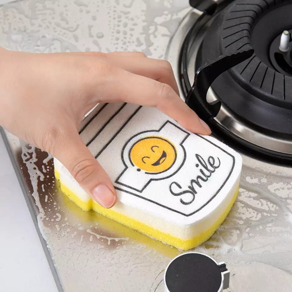 Set Of 4 Creative Smiley Face Thick Dishwashing Sponges, Kitchen Double-Sided Scouring Pads, Strong Decontamination Dish Washing Cleaner, Household Pot Washing And Bowl Cleaning Sponges Set Of 4 Creative Smiley Face Thick Dishwashing Sponges, Kitchen Double-Sided Scouring Pads, Strong Decontamination Dish Washing Cleaner, Household Pot Washing And Bowl Cleaning Sponges